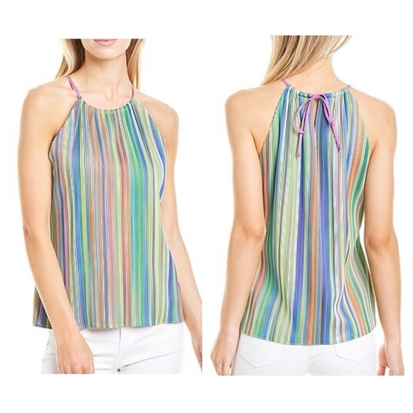 Drew Anthro Alina Sleeveless Top Rainbow Striped - Picture 3 of 11